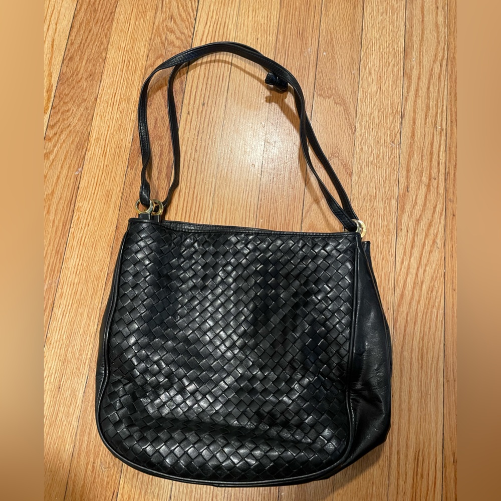I Magnin Black Woven Purse